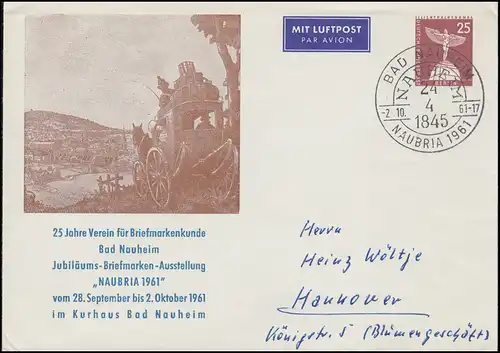 Berlin PU 19/22 Ausstellung NAUBRIA 1961 Bad Nauheim mit passendem SSt 2.10.61