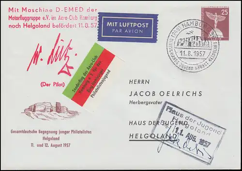 Berlin PU 19/10 Rencontre à Helgoland Vol spécial Hambourg-Helgolan SSt 11.8.1957