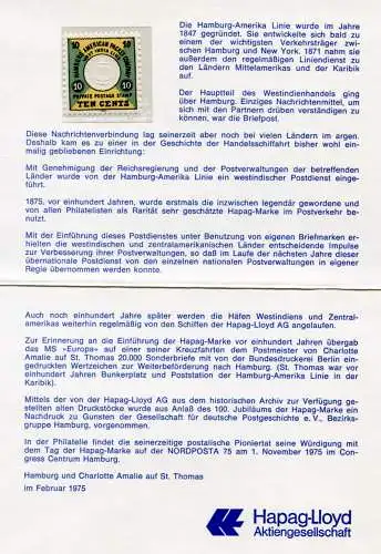 Deutsche Schiffspost PU 106 Hapag-Lloyd MS EUROPA 16.2.1975 + Nachdruck Nr. 2 **
