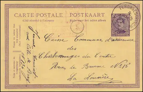 Belgien Postkarte P 76 König Albert aus PERONNES (BINCHE) 28.12.1921 Firmen-AK-O