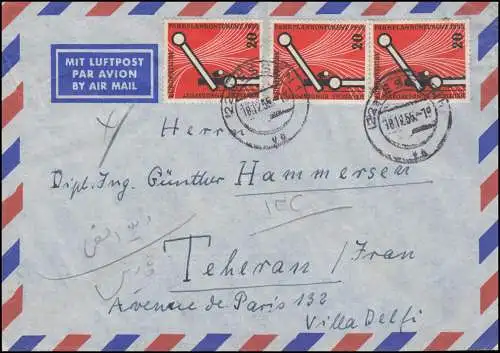 219 Conférence des horaires MeF Lettre ESSEN à l'étranger 18.12.55 vers TEHERAN 20.12.