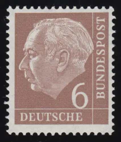 180xZ Heuss 6 Pf - seltenes Wasserzeichen 4 Z - postfrisch ** signiert