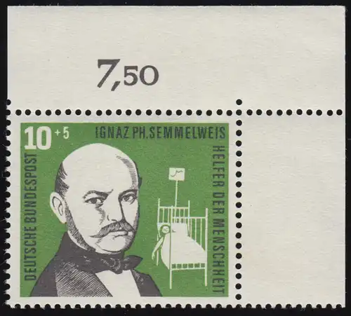 244 Kinderpflege 10+5 Pf Semmelweis ** Ecke o.r. Zähnung dg-1
