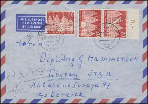 230 Luneburg 3 fois (ou plus) MeF Airpost ESSEN 15.5.56 vers TEHERAN