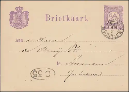 Pays-Bas Carte postale P 8II chiffres d'Amsterdam 3.5.1879