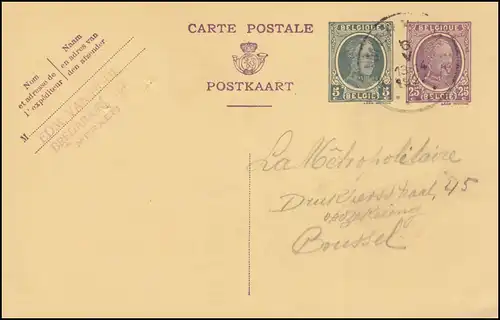 Belgique Carte postale P 100 Roi Albert 5+35 C. MERXEM / MERKSEM 6.5.1926
