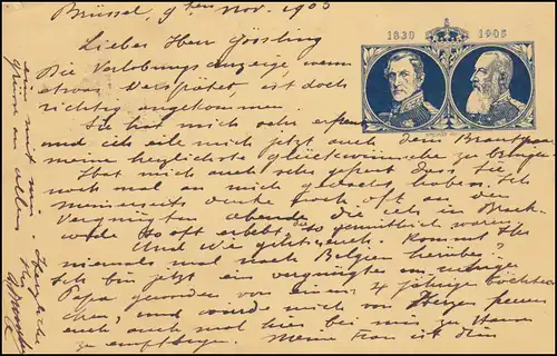 Belgique Carte postale P 44f anniversaire Bleu, BRUXELLES/BRUXELLES 9.11.05 après BRAKKWEDE