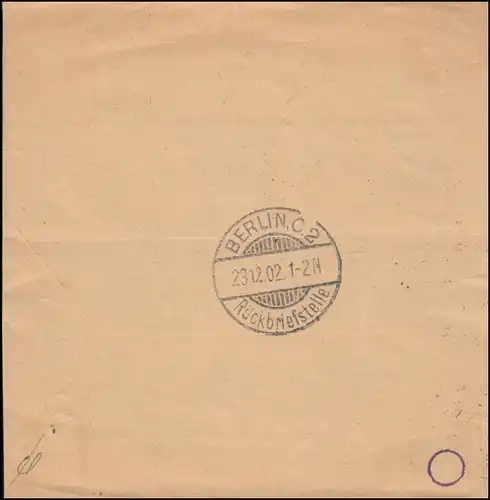 Argentine: bande passante 2 Centavos Bleu BUENOS AIRES 29.11.02 vers BERLIN 24.12.