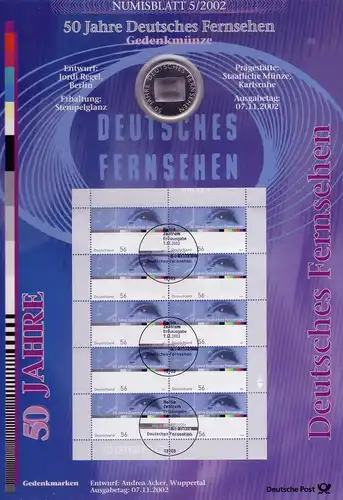2288 Deutsches Fensehen - Numisblatt 5/2002