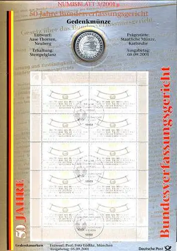 2214 Cour constitutionnelle fédérale - Numisblatt 3/2001