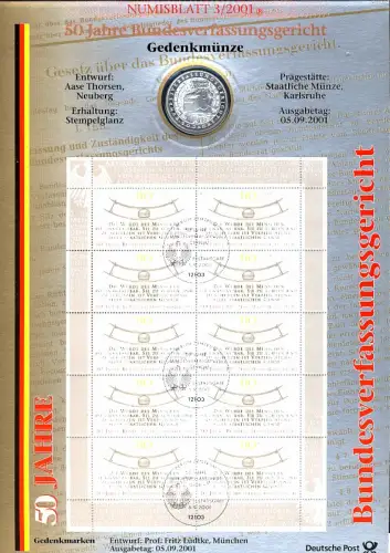 2214 Cour constitutionnelle fédérale - Numisblatt 3/2001