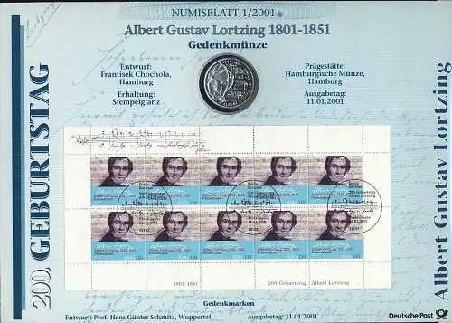 2163 Albert Gustav Lortzing - Numisblatt 1/2001