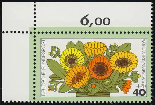 905 Blumen 40+20 Pf Ringelblumen ** Ecke o.l.