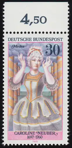 908 Schauspielerinnen 30 Pf Neuber ** Oberrand