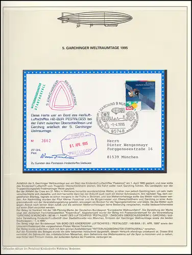 Poste aérien DKL 27 PESTALOZZI 5ème Journées spatiales Garching Garkhing 1995