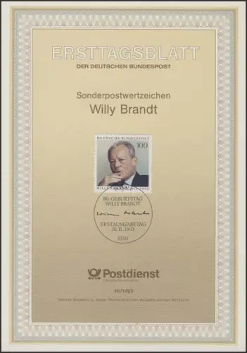 ETB 46/1993 Willy Brandt, Politiker