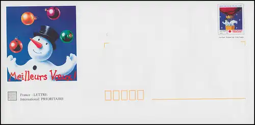 Frankreich Plusbrief Rotes Kreuz Weihnachten Schneemann, ungebraucht **/MNH