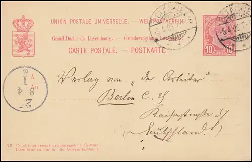 Luxemburg Postkarte P 54 aus PETANGE 6.4.1906 nach BERLIN 8.4.06