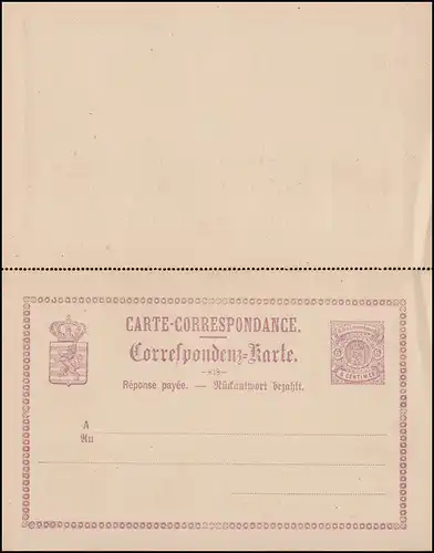 Luxemburg Postkarte P 6 Doppelkarte 6/6 C., ungebraucht **, rechts bügig