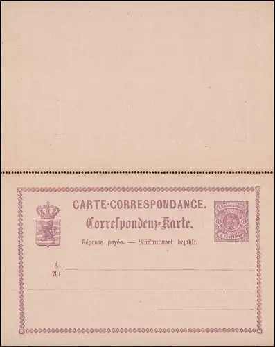 Luxembourg Carte postale P 11 Double Carte 6/6 C., non utilisée **, à droite Randbug