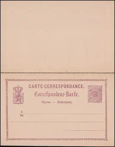 Luxembourg Carte postale P 11 Double Carte 6/6 C., non utilisée **, séparée