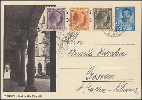Luxembourg Carte postale P 114a Charlotte: Echternach/Dingstuhl BONNEVOIE 7.3.39