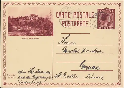 Luxembourg Carte postale P 106 Charlotte: Ansembourg, STRASSEN 19.5.1934