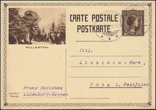 Luxembourg Carte postale P 107 Charlotte: Mullerthal, DOMMELDANGE 23.3.1932