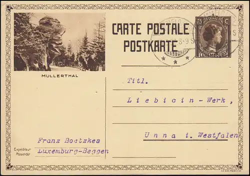 Luxemburg Bildpostkarte P 107 Charlotte: Mullerthal, DOMMELDANGE 23.3.1932