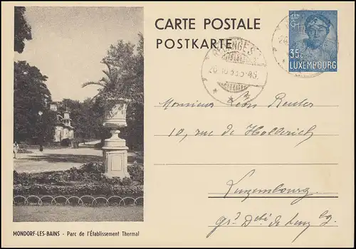 Luxembourg Carte postale P 114a Charlotte: Monorf-Les-Bains REDANGE S.A. 26.10.38