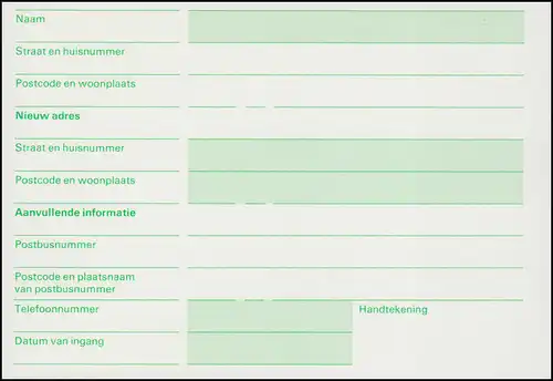 Adressenänderungskarte AÄK 45 I Ziffer 55 Cent 1986, ungebraucht ** / MNH