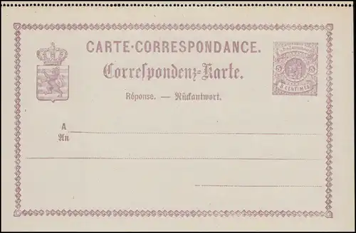 Luxembourg Carte postale P 10 armoiries en cercle 5/5 C. violet, non utilisé