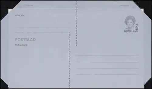 Lettre F 3 Reine Beatrix 60 centimes 1986, inutilisé ** / MNH