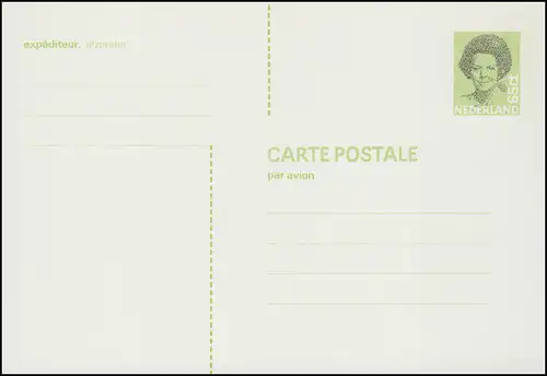 Carte postale aérienne LP 9 Reine Beatrix 65 centimètre 1982, non utilisée ** / MNH