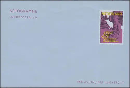 Lettre postale aérienne Aérogramme LF 22 Wofa Borobadur 1971, inutilisé ** / MNH