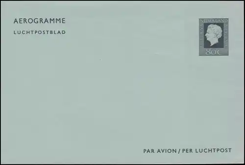 Lettre postale aérienne Aérogramme LF 25 Juliana Regina 80 C. 1980, non utilisé **/MNH
