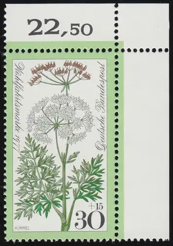 949 Wiesenblumen 30+15 Pf Kümmel ** Ecke o.r.