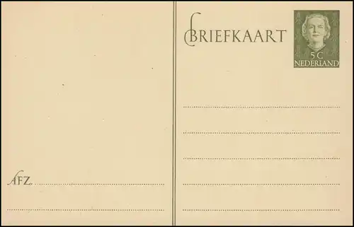 Postkarte P 245 Königin Juliane 5 Cent, ungebraucht ** / MNH