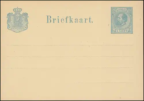Postkarte P 9 König Wilhelm 5 C. blau, ungebraucht ** / MNH