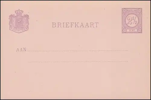 Carte postale P 12 chiffre 2 1/2 C. violet 1881, non utilisé ** / MNH