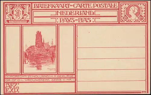Carte postale P 175 Carte de poste photo: Dordrecht 1924, inutilisé ** / MNH