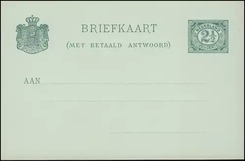 Carte postale P 25 chiffre double 2 1/2 C. 1899, non utilisée ** / MNH