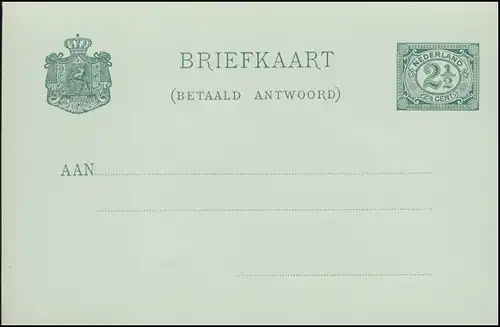 Postkarte P 25 Ziffer Doppelkarte 2 1/2 C. 1899, ungebraucht ** / MNH