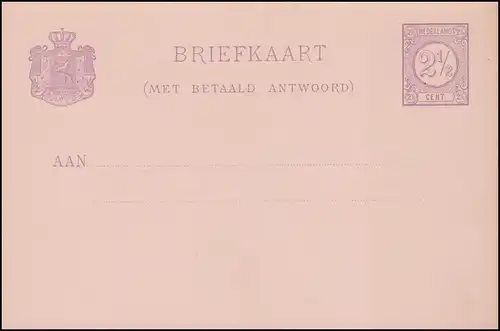 Carte postale P 14 chiffre double 2 1/2 C 1881, non utilisée ** / MNH