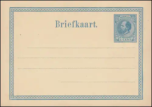 Carte postale P 4II Roi Guillaume 5 C. Longueur 94 mm, non utilisé ** / MNH