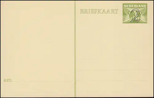 Carte postale P 202 pigeon 2 à 3 cents vert jaune, non utilisé ** / MNH