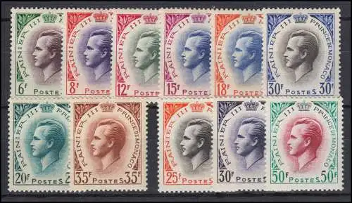 Monaco 506-511, 583-584, 622-624 Rainier III. drei Ausgaben, postfrisch **