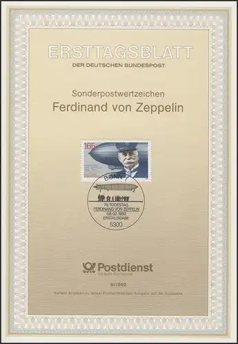 ETB 08/1992 Ferdinand Graf von Zeppelin