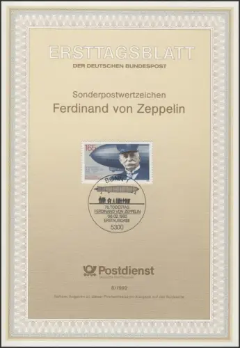 ETB 08/1992 Ferdinand Graf von Zeppelin