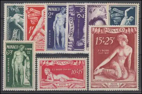 Monaco 348-356 sculptures Bosio, ensemble complet, frais de port **